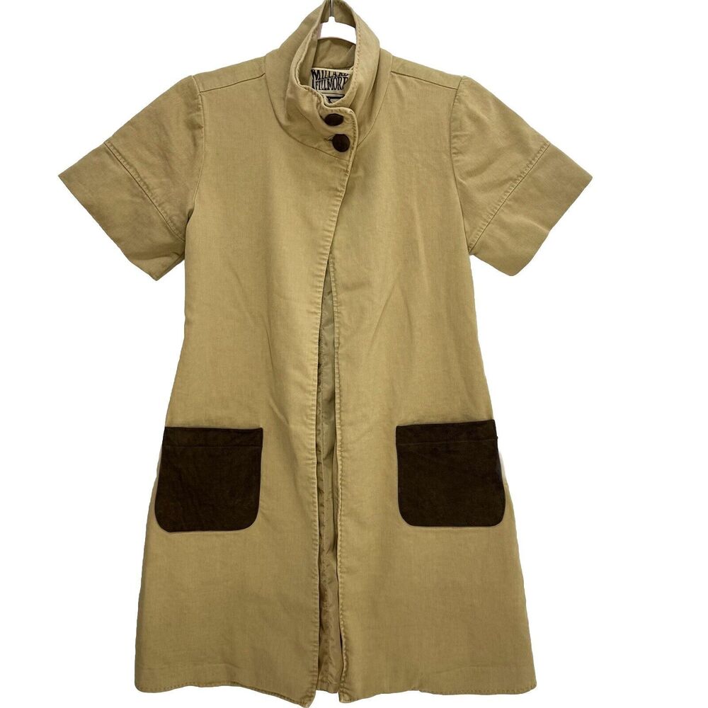 Millard Fillmore Anthropologie Jacket Duster Brown Leather Pockets Festival S